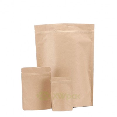 Food Grade Brown Doypack Foil Lined Kraft Paper Bags For Coffee Bag Packaging